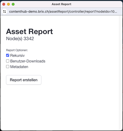 Asset Report Create Report