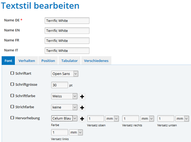 Text hervorheben durch Farbe und Versatz